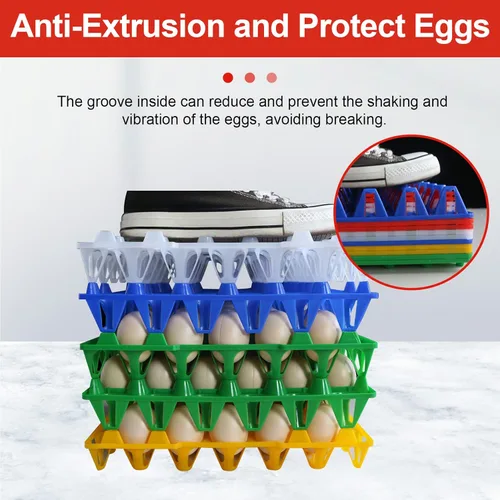 Miniatura 4 de 8 cajas de plástico para huevos para 30 huevos, cajas apilables para huevos con capacidad para múltiples huevos para granjeros de pollos domésticos