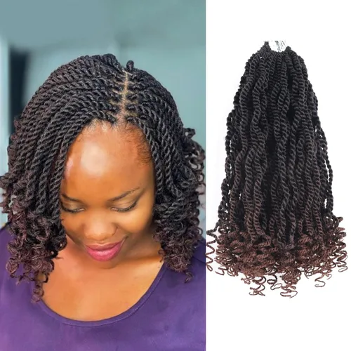 Miniatura 20 de Cabello rubio de ganchillo para mujeres negras, trenzas senegalesas onduladas de ganchillo de 12 pulgadas, trenzas kinky de ganchillo cortas 27613