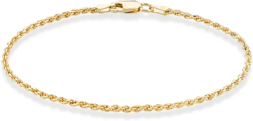 Miabella 18K Gold Over Sterling Silver Italian 2mm 3mm Diamond-Cut Braided Rope Chain Anklet Ankle Bracelet for Women Teen Girls 925 Made in Italy