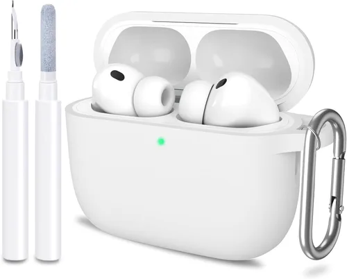 Miniatura 46 de Funda para AirPods Pro 3 con limpiador y protector de silicona suave con llavero para mujeres y hombres, funda para Apple AirPods Pro de 3ª Claro