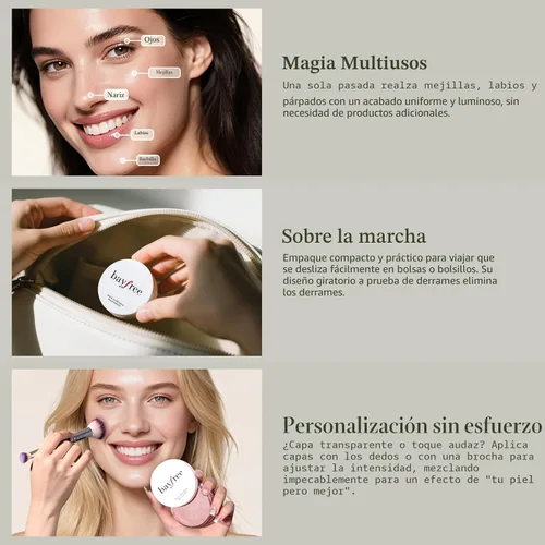 Miniatura 4 de bayfree Bálsamo Multi Glow, Rubor en Crema para Mejillas, Bálsamo de Rubor para Maquillaje Facial, Acabado Radiante, Hidratante, Cremoso, Ligero