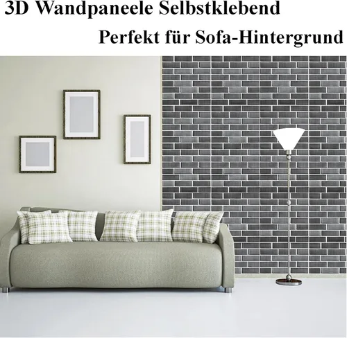 Miniatura 6 de Paneles de Pared 3D Despegar y Pegar, Papel Tapiz de Ladrillo 3D Despegar y Pegar, Paquete de 10 Paneles de Pared Autoadhesivos de Piedra PVC Gris
