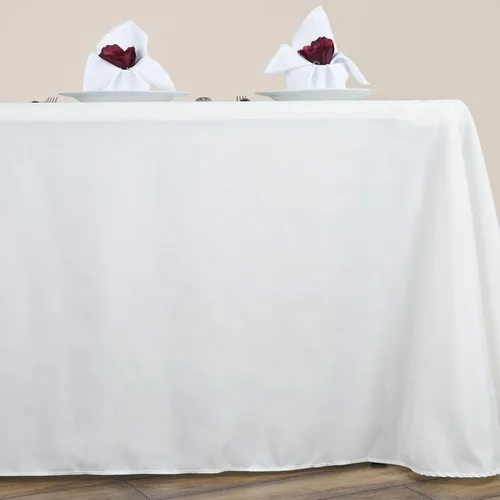 Miniatura 2 de TABLECLOTHSFACTORY Manteles rectangulares de poliéster de esquina redonda 90 "x 156" - Marfil
