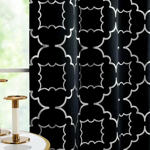 Miniatura 21 de Purainbow Cortinas opacas beige para dormitorio, sala de estar con paneles de impresión de lámina dorada, oscurecimiento de la habitación
