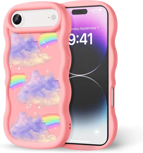 Miniatura 216 de Compatible con iPhone SE/8/7 Funda para Mujeres y Niñas, Marco Ondulado Rizado con Patrón Lindo, Estética Delgada Suave Silicona TPU Parachoques