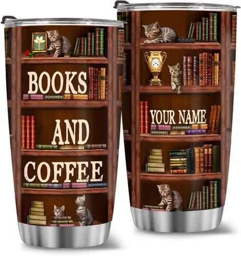Miniatura 22 de T40413 - Taza personalizada para amantes de los libros, taza de café con texto en inglés "Just A Girl Loves Book", regalo para mujeres y niñas