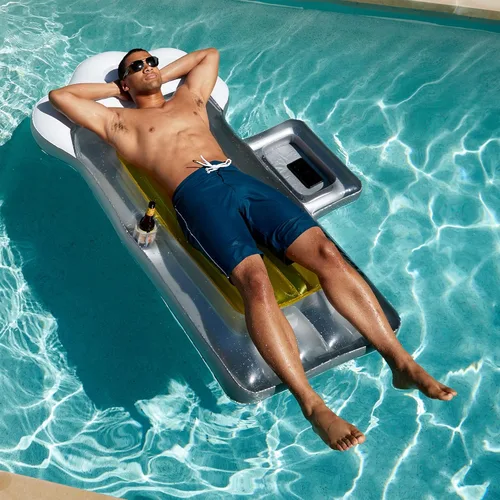 Miniatura 8 de Swimline Flotador inflable para piscina con cama, tumbona, esterilla divertida, taza de cerveza, amarillo