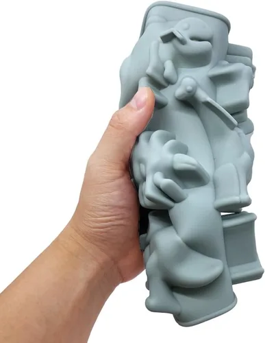 Miniatura 4 de Paquete de 2 moldes de silicona 3D de dinosaurio antiguo con 8 cavidades con temática de dinosaurio, bandeja para hornear bricolaje para pastel de 8