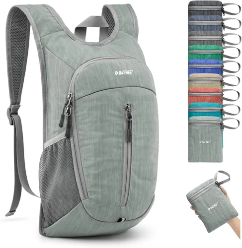 G4Free Mochila de senderismo de 10L Mochila de viaje pequeña Mochila plegable ligera Mochila de hombro plegable casual Gris