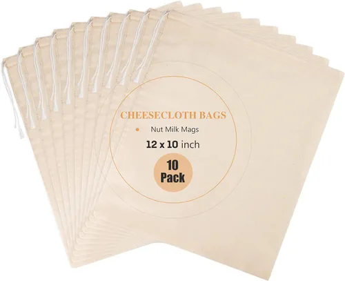 Miniatura 8 de Paquete de 10 bolsas de leche de nueces, 8 x 12 pulgadas, bolsas de estopilla reutilizables de grado de malla fina, coladores, bolsas de filtro