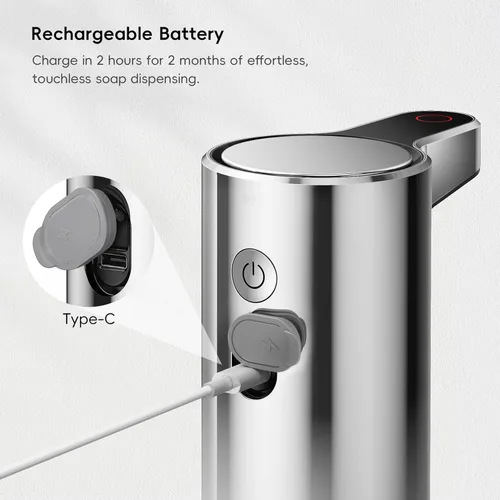 Miniatura 4 de EKO Aroma - Dispensador automático de jabón líquido de 9 onzas líquidas, recargable y resistente al agua para cocina y baño, con control de volumen