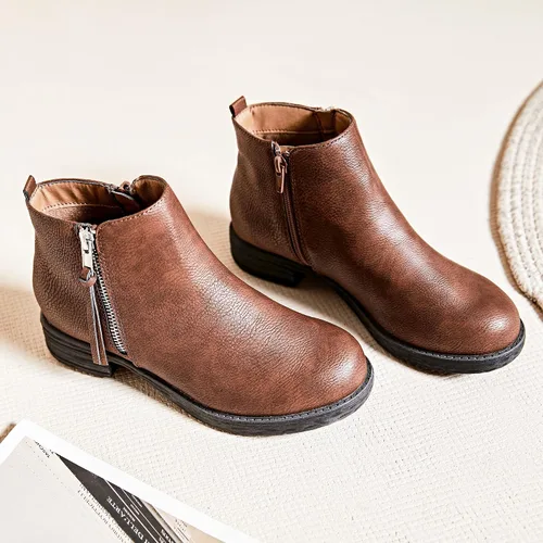 Miniatura 4 de Ataiwee Botines para mujer, con cremallera lateral clásica, cómodas y gruesas botas de tacón de bloque.