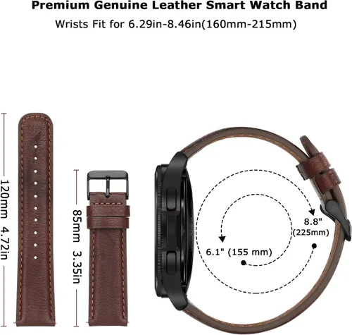 Miniatura 6 de Tasikar Bandas de Cuero Compatibles con Samsung Galaxy Watch 47mm 7/6/5/4 Banda/Watch 6 Classic 43mm 47mm/Watch 5 Pro Banda, Correa de Cuero Genuina