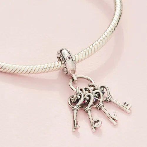 Miniatura 4 de PANDORA Joyas Llaves del amor colgantes de cristal y circonitas cúbicas en plata de ley, Metal Cristal, Circonita Cúbica