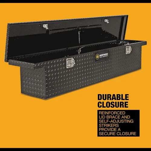 Miniatura 4 de Caja de herramientas para camioneta Northern Tool de perfil bajo, cruzada, con tapa única - Aluminio, negro brillante, cierres de paleta, 69