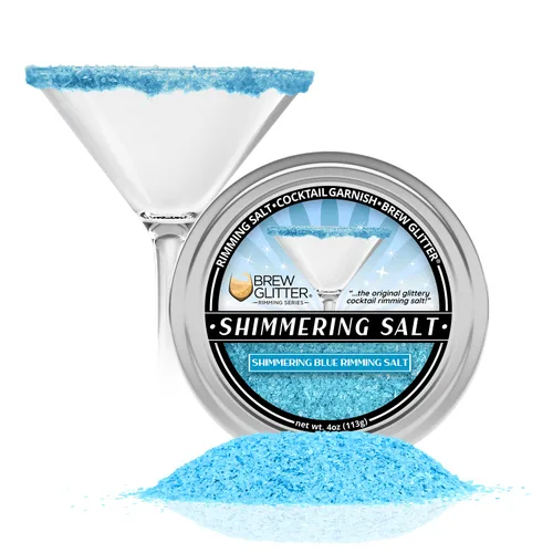 Brew Glitter - Sal con Brillo Azul para Bordes (113g, 1x Barra de Lata) Aderezo para Cócteles y Bebidas