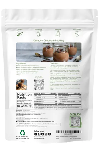 Miniatura 2 de Polvo de gelatina de ternera, 1 libra, fuente premium de carne de res alimentada con pasto y criada en pastos Agente espesante sin sabor