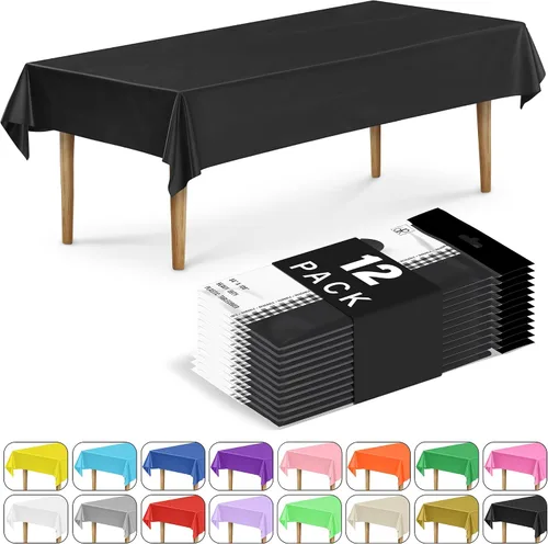 Miniatura 32 de DecorRack 2 Manteles rectangulares de plástico libres de BPA, 54 x 108 pulgadas, mantel de mesa para comedor, mantel rectangular para fiestas