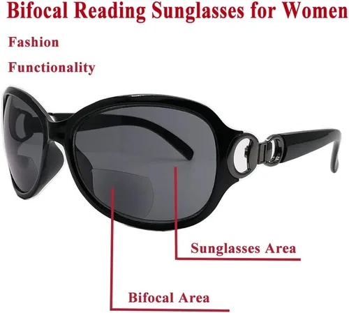 Miniatura 2 de 2 pares de lentes de sol de lectura bifocales para mujer, protección UV vintage