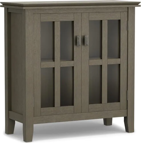 Miniatura 21 de SIMPLIHOME Armario de almacenamiento artesanal, gabinete de almacenamiento bajo de madera maciza de 30 pulgadas de ancho en marrón miel, gabinete