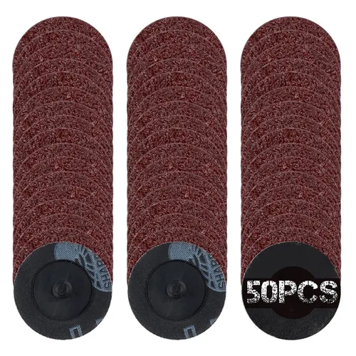 SPEEDWOX 50 piezas de 2 pulgadas de 36 grano Discos de cambio rápido con bloqueo de rollo Revestimiento de óxido de aluminio Accesorios para