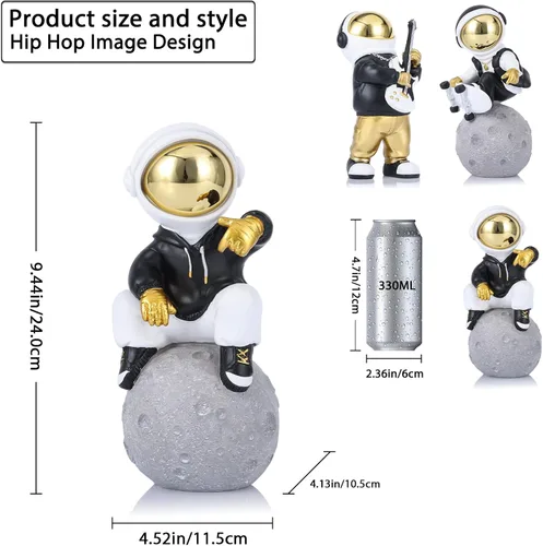 Miniatura 2 de LCCCK Figura de astronauta espacial, escultura de astronauta negro dorado, estatua de astronauta, regalos para niños, ornamento, decoración de 1