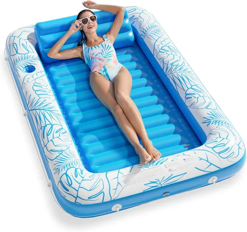 Jasonwell - Flotador inflable para piscina, 4 en 1, almohadilla para tomar sol para adultos, relajarse en la piscina, flotador lleno de juguetes de