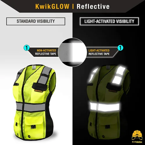 Miniatura 6 de KwikSafety (Charlotte, NC) RoadBOSS Econ & Chaleco de seguridad premium para mujer Amarillo