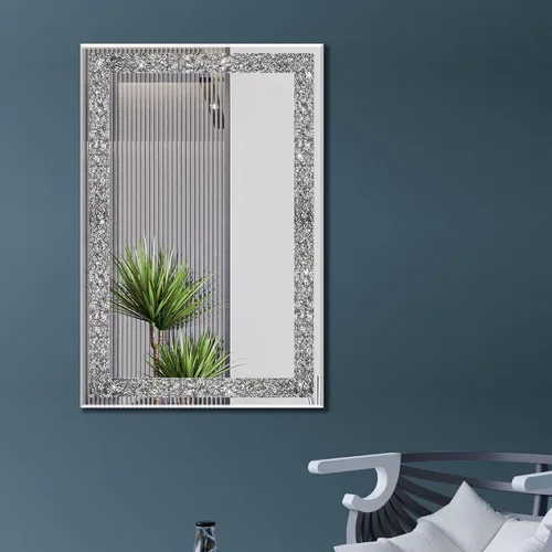 Miniatura 8 de Ruomeng Espejo de pared rectangular, 16 x 20 pulgadas, diamante de cristal aplastado, baño, entrada y dormitorio