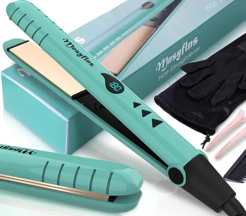 Plancha plana de cerámica de calentamiento rápido 2 en 1, pantalla LCD de temperatura, placas anchas para cabello corto/largo, alisador de viaje