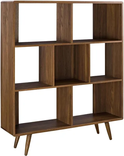 Miniatura 2 de Modway Transmit Mid-Century Offset Cube - Estantería de madera de 7 niveles en nogal