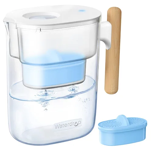 Miniatura 12 de Waterdrop Jarra de filtro de agua Chubby de larga duración de 200 galones y 10 tazas con 4 filtros, certificado NSF, 5X veces más duración, reduce
