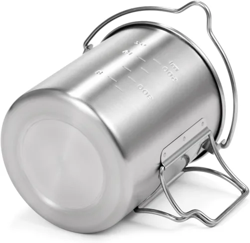 Miniatura 8 de LIXADA Taza para acampar, taza de agua de acero inoxidable de 25.4 fl oz con asas plegables y tapa para acampar al aire libre, senderismo, mochilero