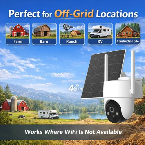 Miniatura 3 de Rraycom Cámara de seguridad celular 4G LTE inalámbrica para exteriores, sin WiFi, con energía solar, vista en vivo de 360°, visión nocturna a