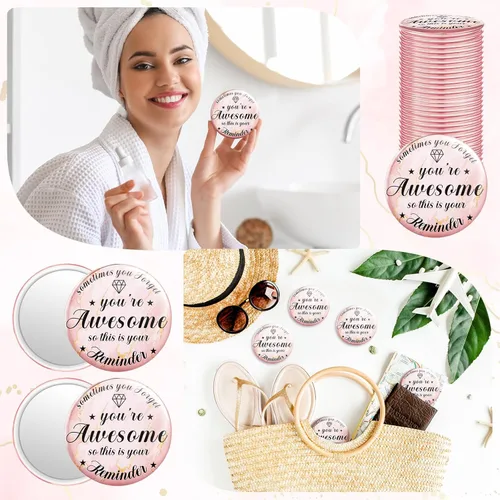 Miniatura 6 de Tradder 18 piezas de espejo compacto a granel para mujeres, regalo de belleza rosa, día de la madre, regalos inspiradores de agradecimiento