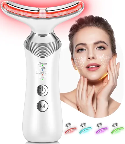 Herramienta de masajeador facial para cara y cuello, herramienta de masajeador facial 7 en 1 con 4 modos, dispositivo de belleza masaje facial para