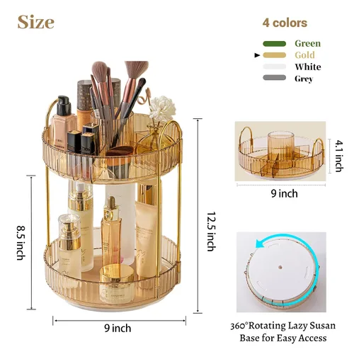 Miniatura 3 de Aveniee Organizador de maquillaje giratorio de 360 grados para tocador, organizadores de baño mejorados para perfume y cuidado de la piel