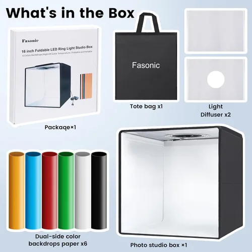 Miniatura 7 de Caja de luz portátil y caja suave, tienda de campaña profesional de 16 x 16 pulgadas con 120 luces LED para estudio fotográfico, caja de luz