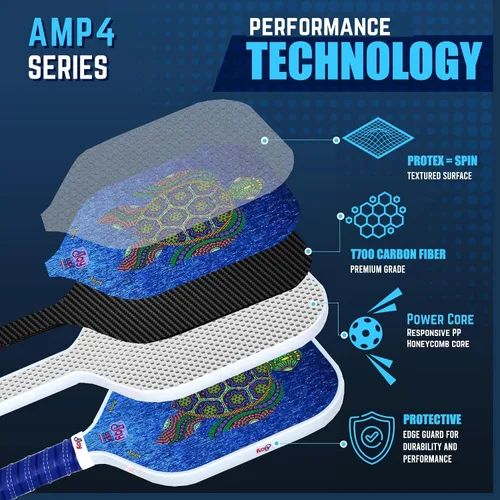 Miniatura 6 de 4Joy Pickleball Paddle Serie Amp4 – T700 de fibra de carbono Pickleball sin palas – Raquetas profesionales de pickleball para mujeres y hombres