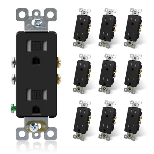 Miniatura 31 de ELEGRP Toma de corriente decorativa de pared, resistente a manipulaciones, 15 amperios, enchufe eléctrico de pared estándar, grado residencial