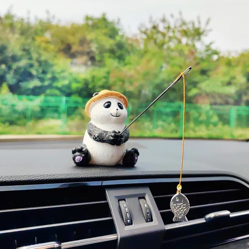 Miniatura 12 de Lindos adornos de coche de pesca para salpicadero, decoración de tablero de instrumentos de coche de peces oscilantes, divertida decoración de coche