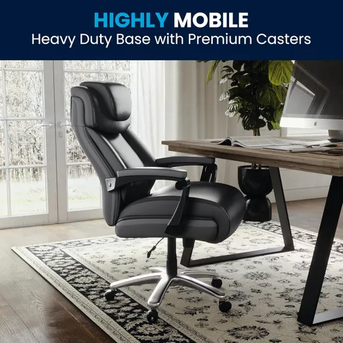 Miniatura 6 de Flash Furniture Hercules Series Silla de oficina giratoria LeatherSoft con respaldo alto, silla ejecutiva ergonómica con reposacabezas y altura Negro