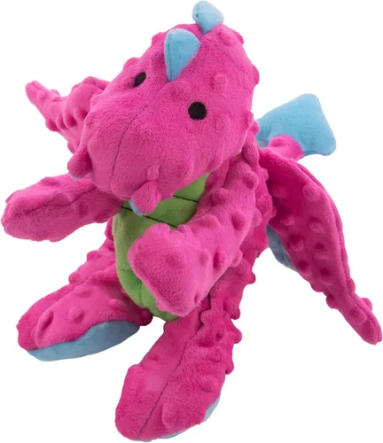 Miniatura 18 de goDog - Juguete de dragón de peluche chirriante para perro, tecnología Chew Guard, color azul claro, tamaño pequeño