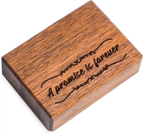 Miniatura 8 de Wislist Caja de anillos de compromiso de madera pequeña y delgada para propuesta, boda (A promesa is forever-A Pattern)