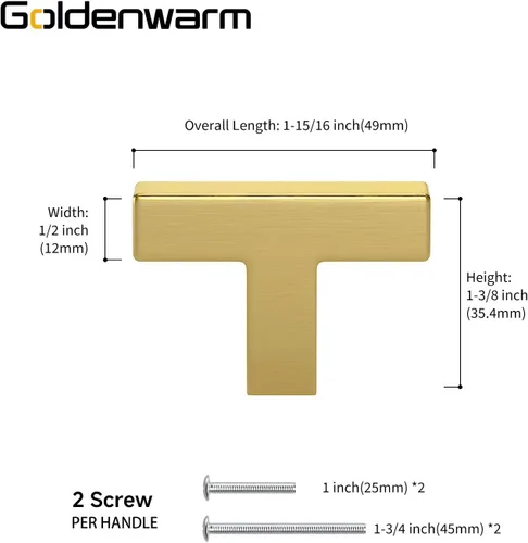 Miniatura 28 de Goldenwarm Paquete de 10 manijas cuadradas de bronce champán de 3 pulgadas (2.992 in) para armarios de cocina, armarios, aparadores y accesorios