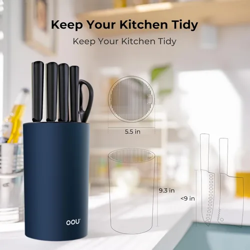 Miniatura 5 de OOU Soporte Universal para Bloque de Cuchillos - Almacenamiento Redondo para Cuchillos de Cocina, Diseño Único de Ranuras para Proteger