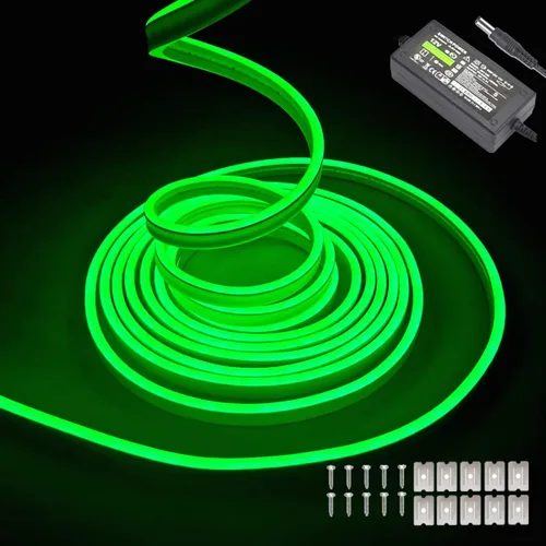Miniatura 16 de dobestyou - Tira de luces LED de neón naranja - 16.4 pies (5 m) 12 V CC, 600 LED SMD2835, impermeable, flexible, luz de cuerda para decoración