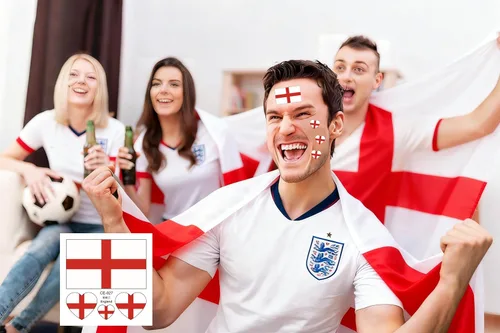 Miniatura 4 de 10 hojas de tatuajes faciales temporales de la bandera de Inglaterra 2022, 40 tatuajes falsos extraíbles, para hombres, niños y mujeres (Inglaterra)