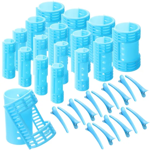 Miniatura 11 de WILLBOND Juego de 65 rodillos magnéticos para el cabello, rulos de plástico con clips, 4 tamaños para cabello largo y mediano corto, pinzas de pato