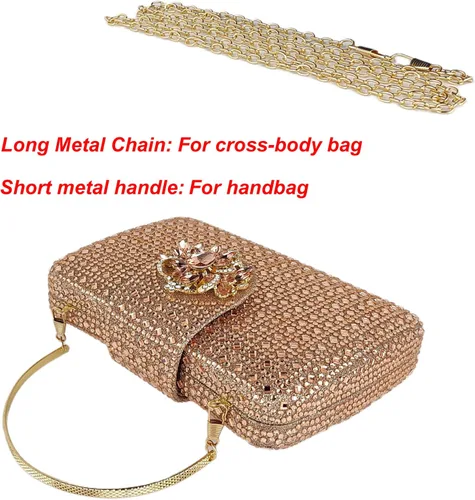 Miniatura 5 de Bolso de noche único con diamantes de imitación brillantes para mujer, bolso de embrague floral Sparkly, Rhinestone, Unique, Floral